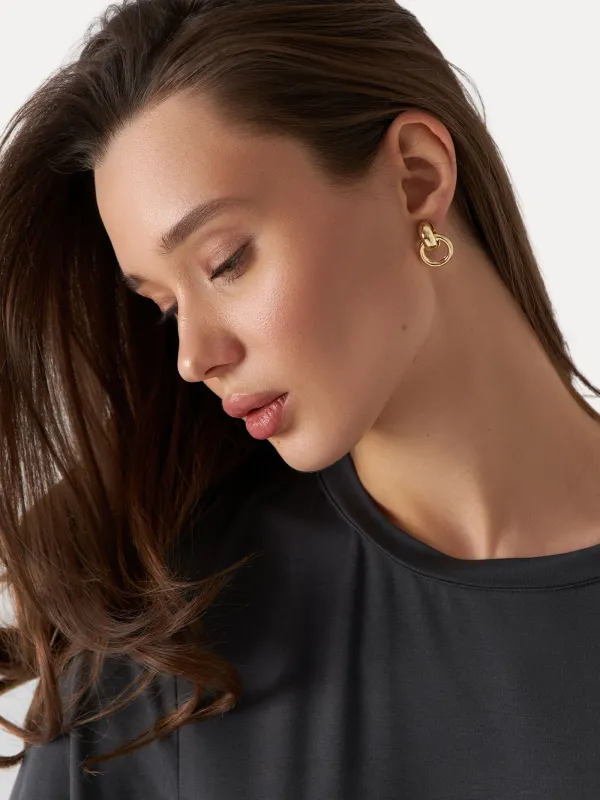 Пусет сырғалары, 2 см, 2 дана, металл, алтын, зергерлік бұйымдар, image-2