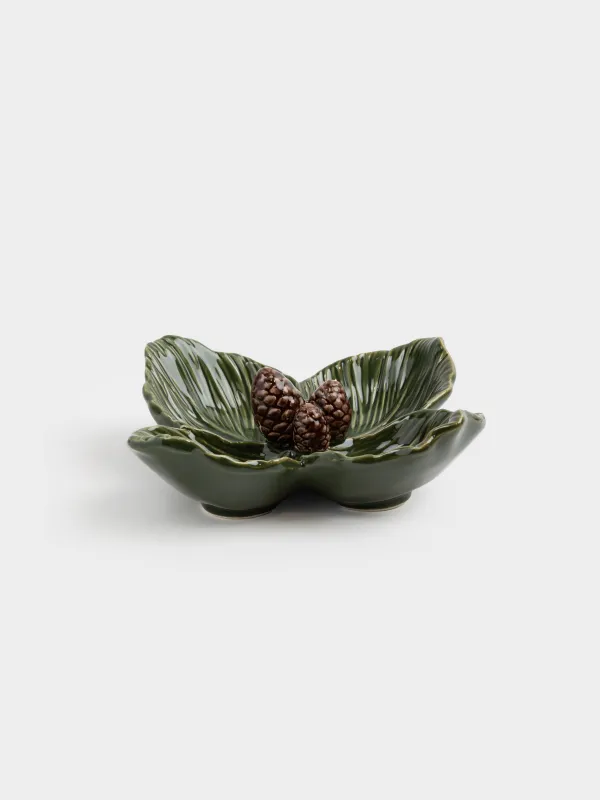 Менажница, с декором, 24х6 см, 4 отд, керамика D, зеленая, Шишки на еловых ветках, Forest whispers, image-0