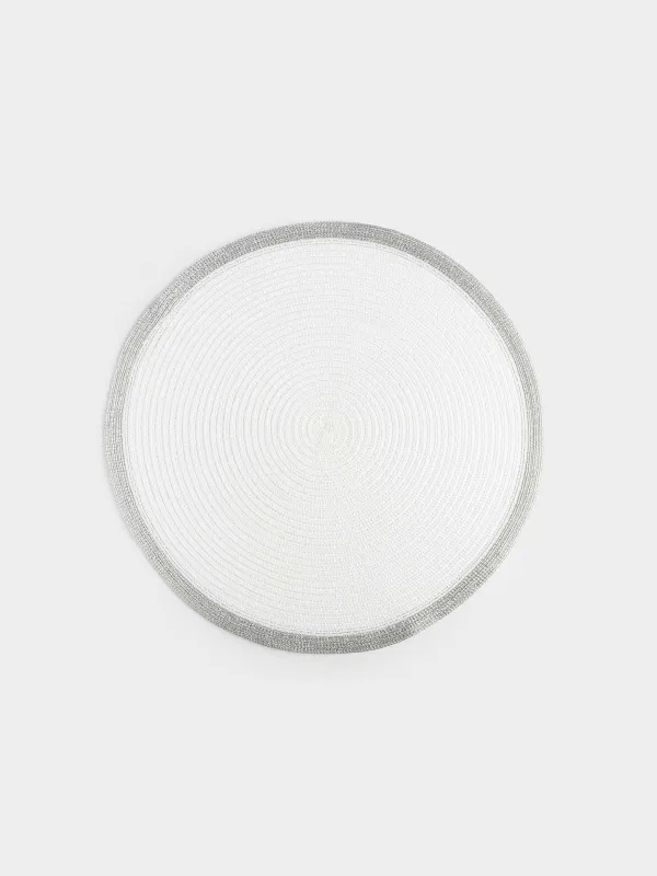 Аспаптарға арналған майлық, 38 см, полиэстер, дөңгелек, ақ, күміс жиек, Rotary rim, image-0