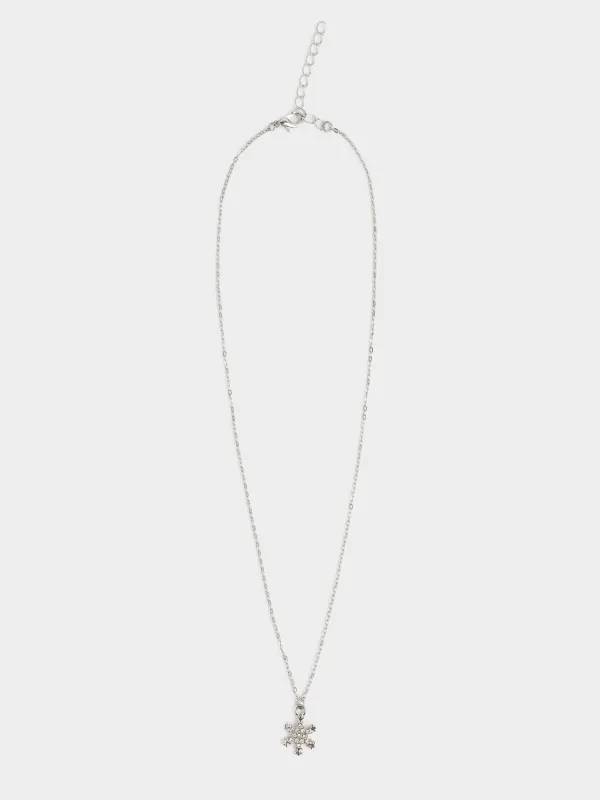 Тізбек, 30 см, аспасы бар, металл, күміс, Ажурлы қар ұшқыны, Rime, image-0