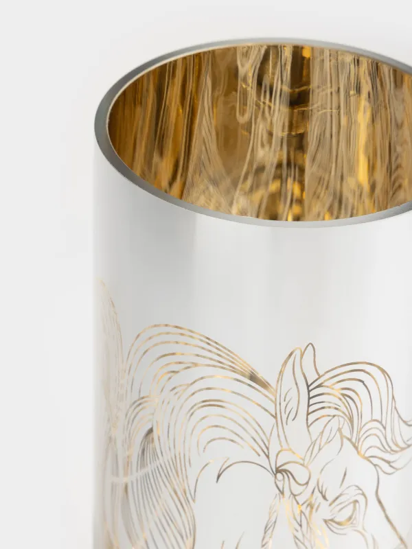 Подсвечник, 9x20 см, для чайной свечи, Лошади, Horse gold, image-2