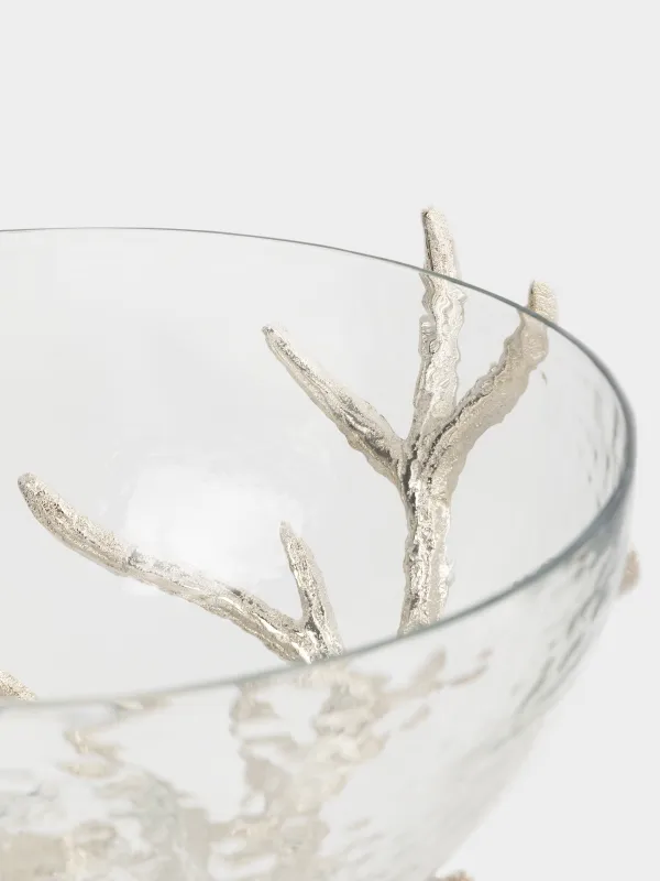 Жеміс вазасы, 26х38 см, аяқты, шыны/металл, күміс, Бұғы, Arctic deer, image-7