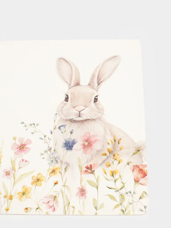 Аспаптарға арналған майлық, 30х45 см, ПВХ, тікбұрышты, ақ, Гүлдер арасындағы қоян, Rock print, image-2