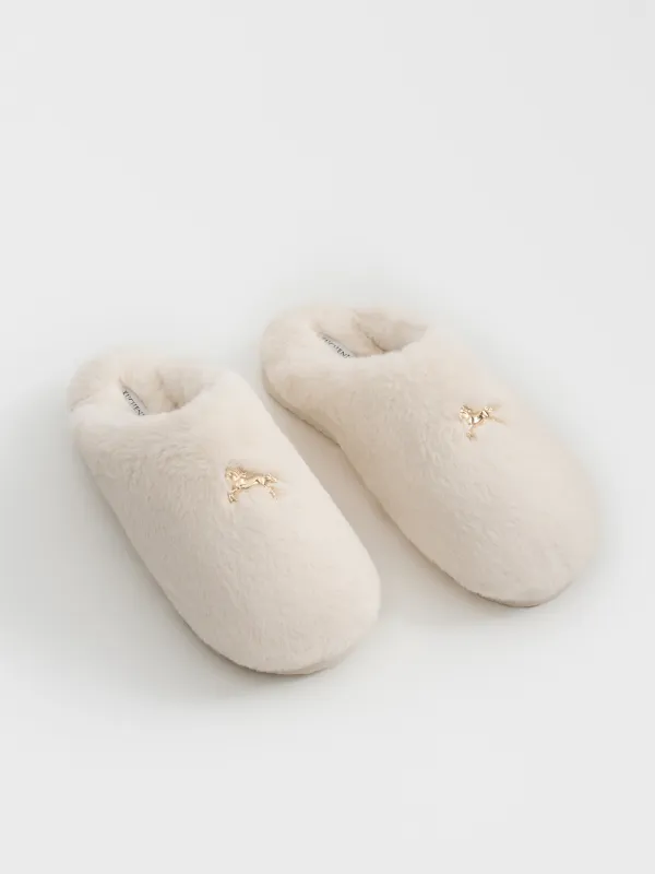 Әйелдер тәпішкелері, үйге арналған, өлшемі 36-37, жасанды үлбір, сүт түстес, Жылқы, Chain, image-6