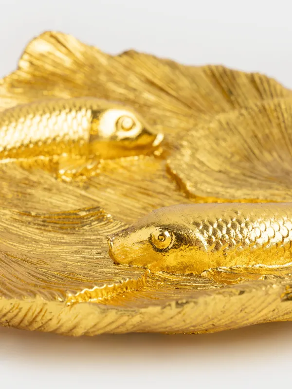 Блюдо декоративное, 30х27 см, полирезин, золотистое, Рыбки, Goldfish, image-2