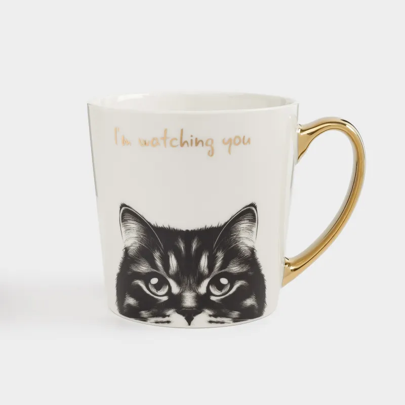 Саптыаяқ, 500 мл, фарфор N, ақ-алтын, Мысық, Cat