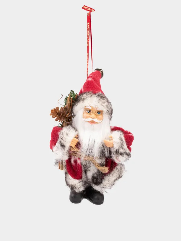 Шырша ойыншығы, 13 см, пластик/полиэстер, қызыл, Шыршасы бар үлбір киген Аяз ата, Magic time, image-1