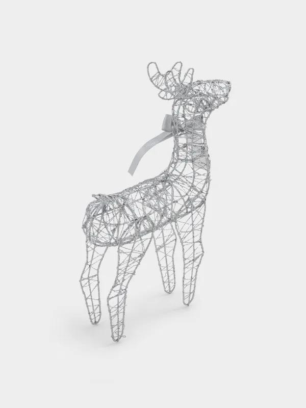 Мүсінше, жарықтандырылған, 40 см, металл, күміс, Бұғы, Deer sparks, image-3