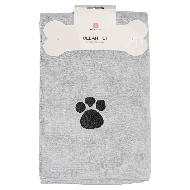 Жануарларға арналған сүлгі, 60х100 см, микрофибра, сұр, табан, Clean pet, image-1