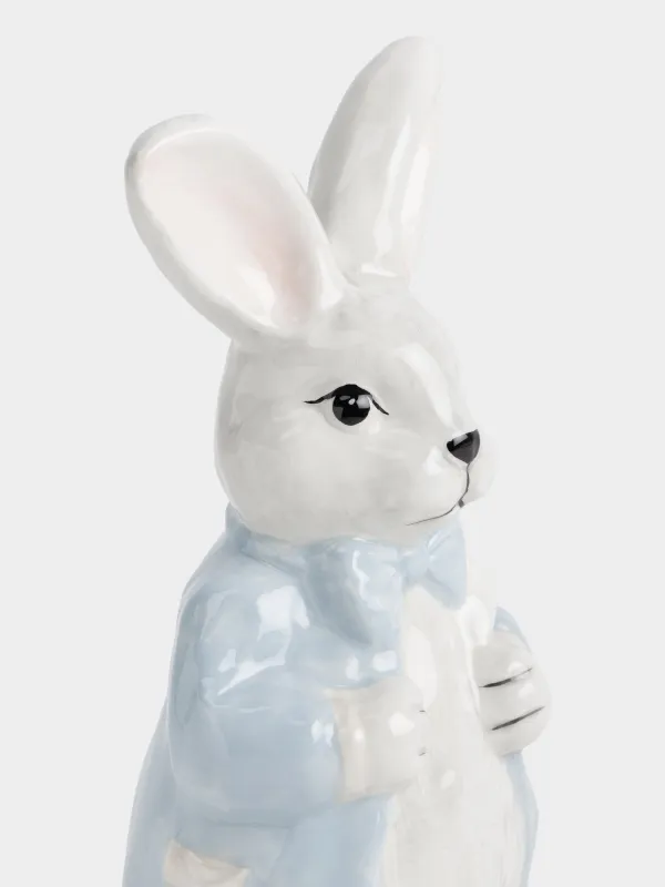 Мүсінше, 22 см, керамика, сұр, Пиджак киген қоян, Easter, image-2