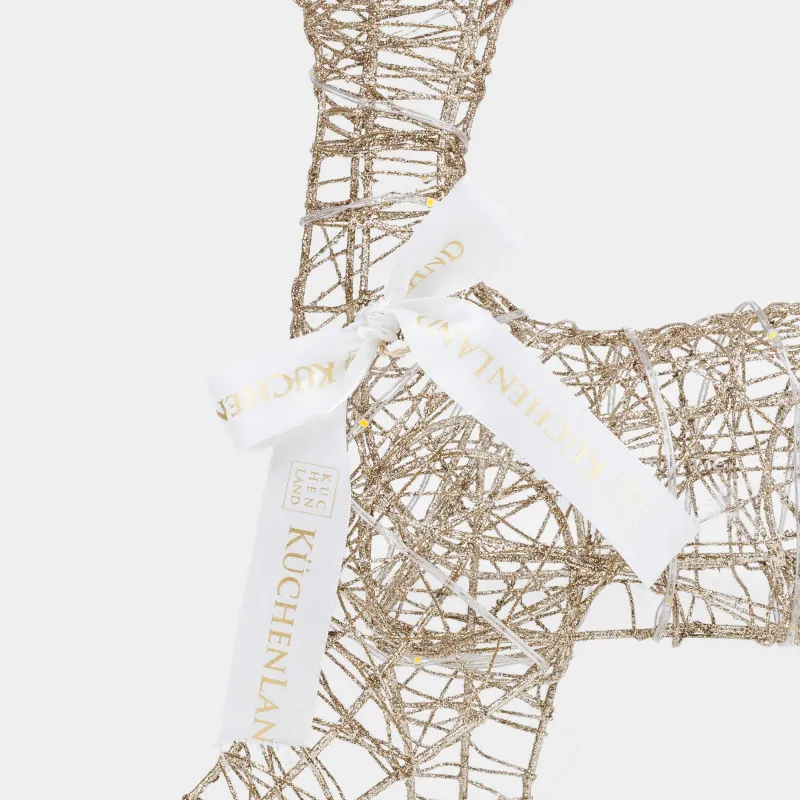 Мүсінше, жарықтандырылған, 51 см, металл, алтын түстес, Банты бар бұғы, Deer sparks, image-4