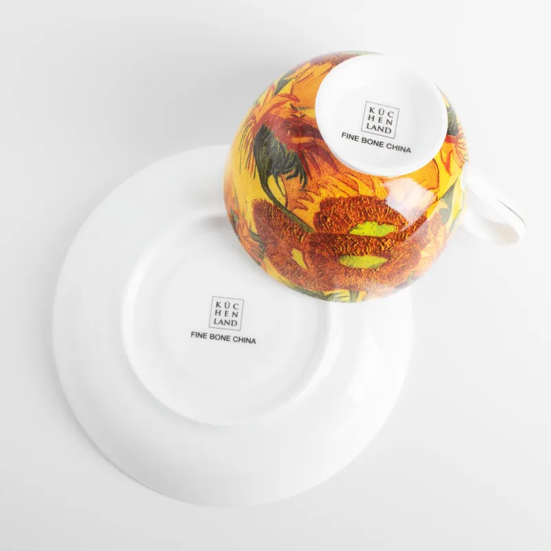 Шай жұбы, 1 адам, 2 зат, 210 мл, фарфор F, Күнбағыс, Ван Гог, Art sunflowers, image-5