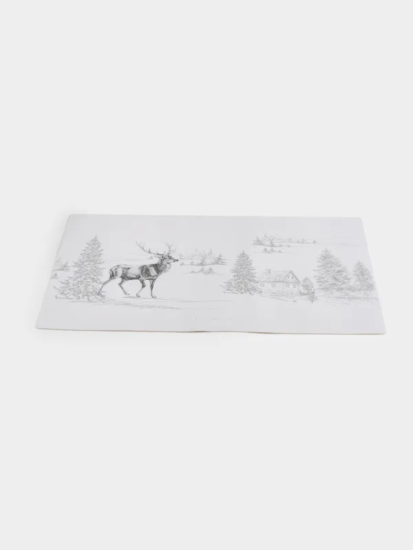 Аспаптарға арналған майлық, 30х45 см, ПВХ, тікбұрышты, ақ, Бұғы және ормандағы кішкентай үй, Rock print, image-1