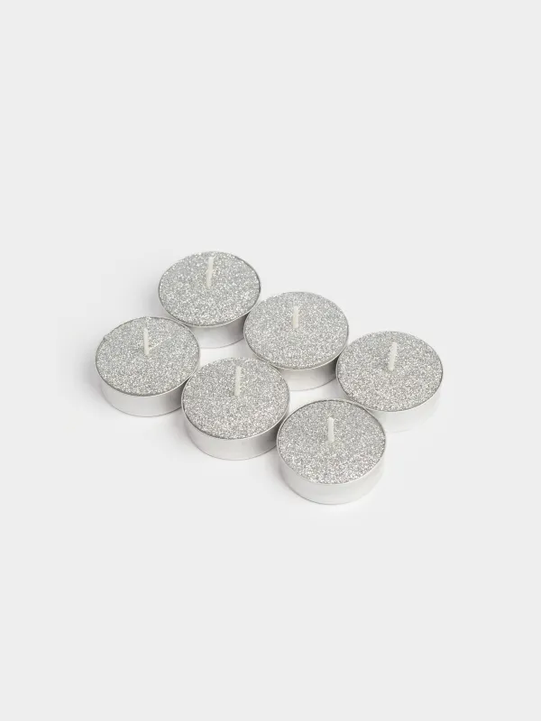 Шай шырағы, 4 см, 6 дана, күміс, Metallic glow, image-2