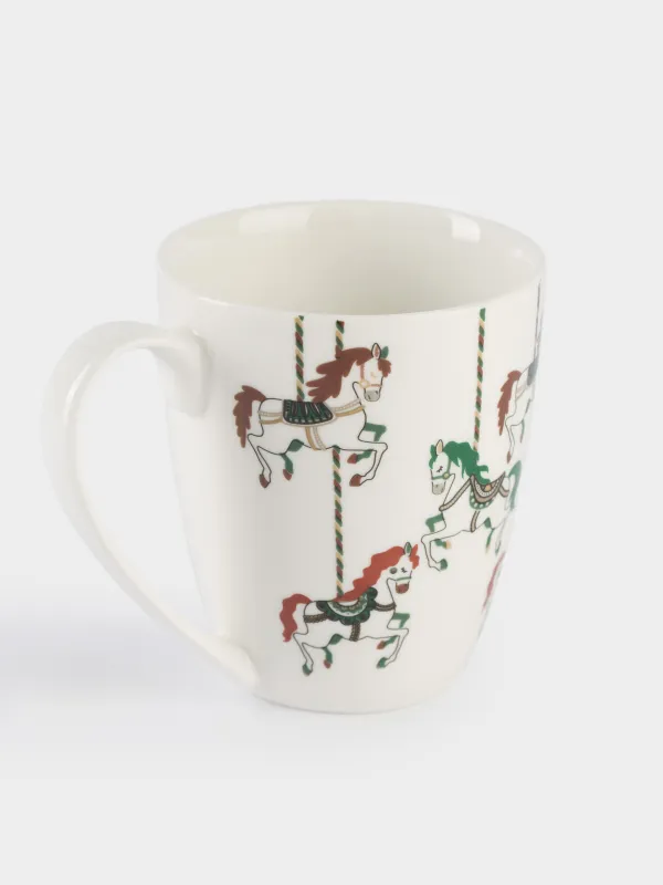 Саптыаяқ, 320 мл, фарфор N, ақ, Айналма әткеншекдегі аттар, Horse carousel, image-1