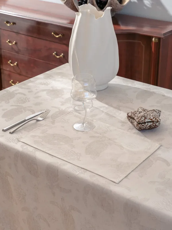 Аспаптарға арналған майлық, 30х45 см, жаккард, полиэстер/зығыр, сарғылт-қоңыр, Тасбақалар, Marine turtles, image-2