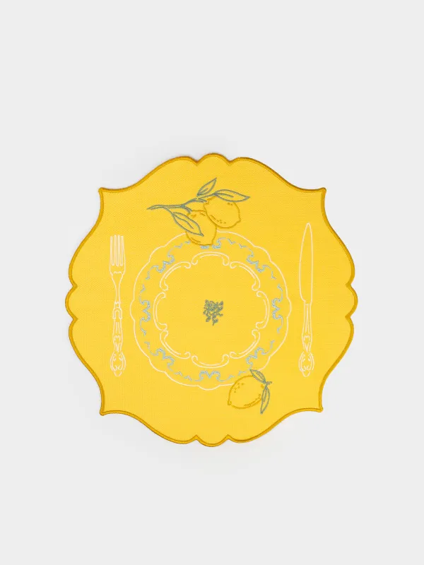 Салфетка под приборы, 38х38 см, полиэстер, фигурная, желтая, Сервировка, Enclose, image-0