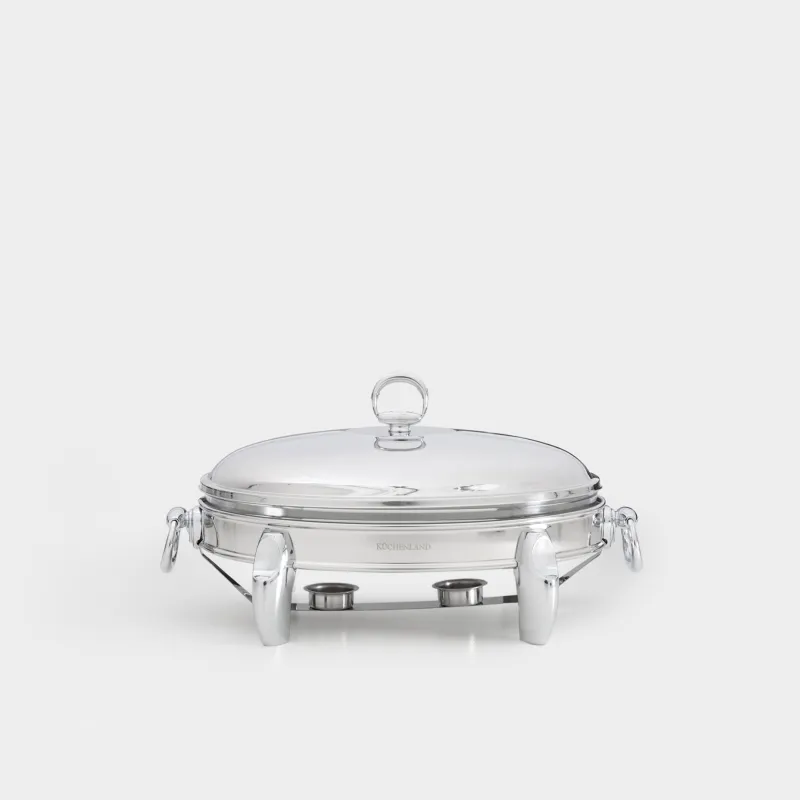 Блюдо с подогревом, 42х25 см, стекло Т/сталь, овальное, Acero