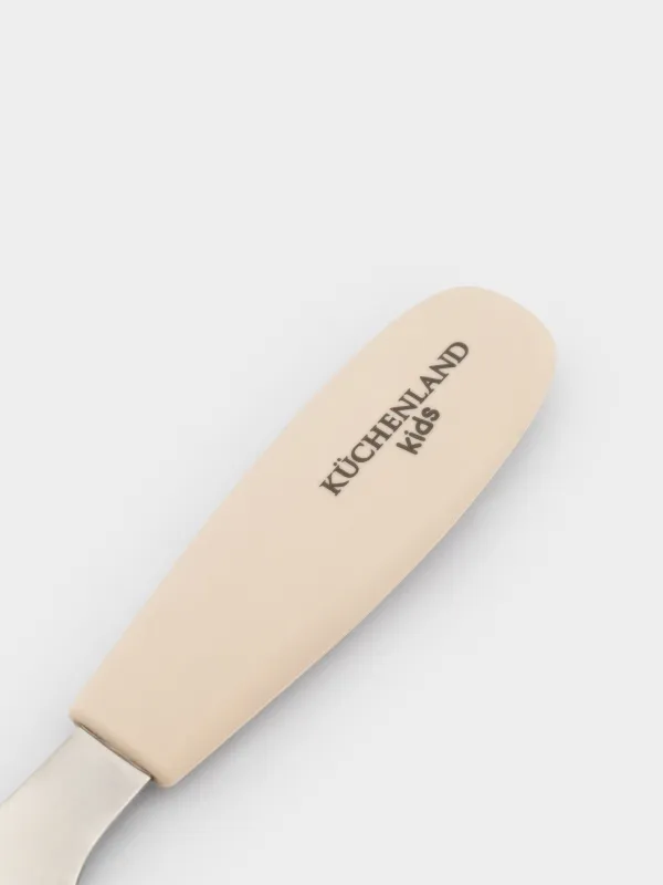 Ложка, детская, 14 см, сталь/силикон, бежевая, Kiddy, image-3