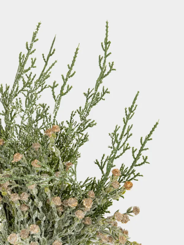 Букет декоративный, 40 см, Хвоя с золотистыми цветами, Conifer decor, image-3