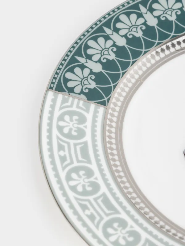 Тіскебасар тәрелкесі, 21 см, фарфор F, ақ және жасыл, күміс жиектері бар, Жылқы, Breton horse, image-4