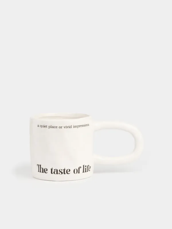 Саптыаяқ, 500 мл, керамика, сүт түстес, The taste of life, Crumple font, image-0