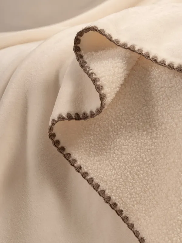 Жамылғы, 130х170 см, екі жақты, букле/фланель, сүт түстес, Curly, image-4