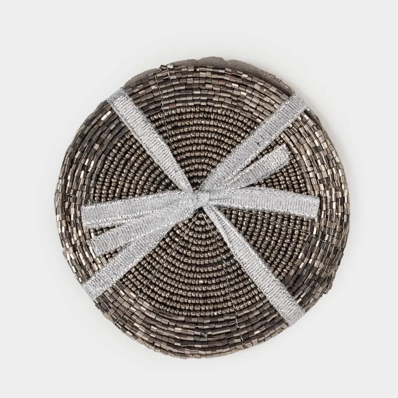 Шыныаяқ асты түпқойма, 10 см, 2 дана, бисер, дөңгелек, қою сұр, Shiny beads, image-5