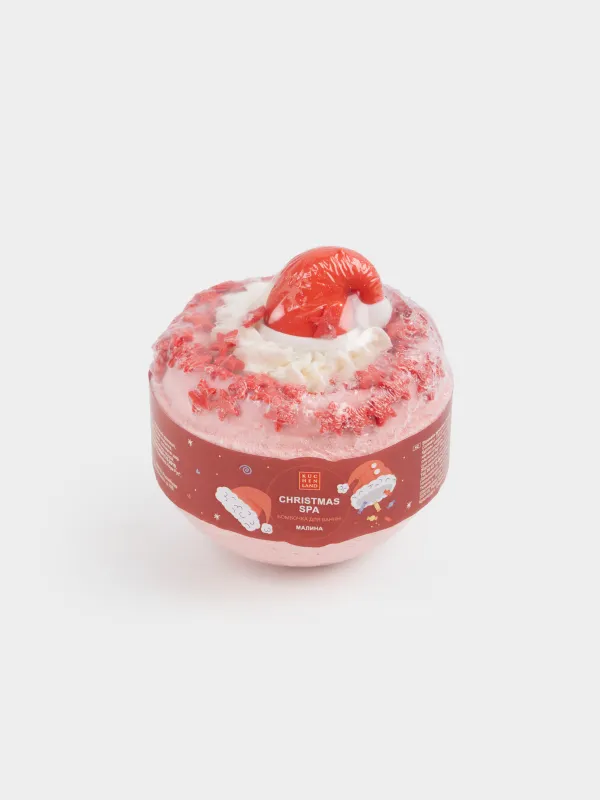 Бомбочка для ванны, 130 гр, с игрушкой, розовая, Малина, Шапка Санты, Christmas spa, image-4
