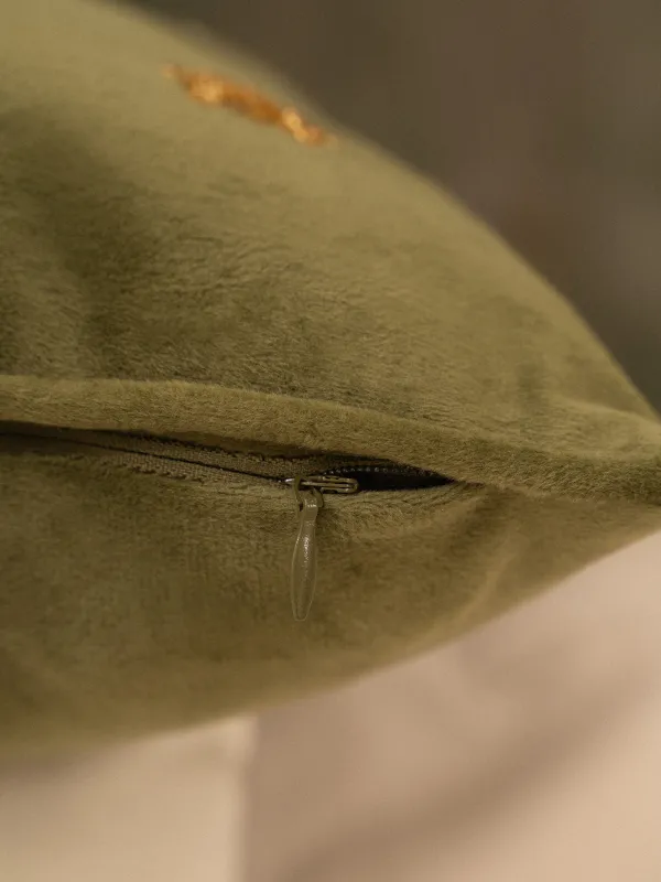 Подушка декоративная, 45х45 см, вельвет/бисер, зеленая, Стрекозы и жуки, Bugs, image-5