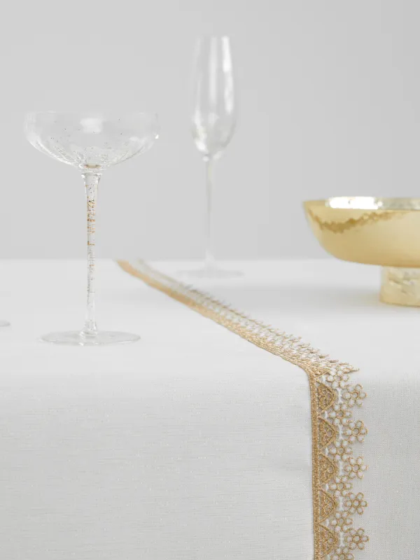 Дорожка настольная, 40х160 см, Цветочное кружево, Flower lace gold, image-7