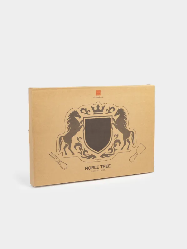 Набор для сыра, 4 пр, доска-блюдо, сталь/керамика/дерево, Кони и герб, Noble tree, image-6