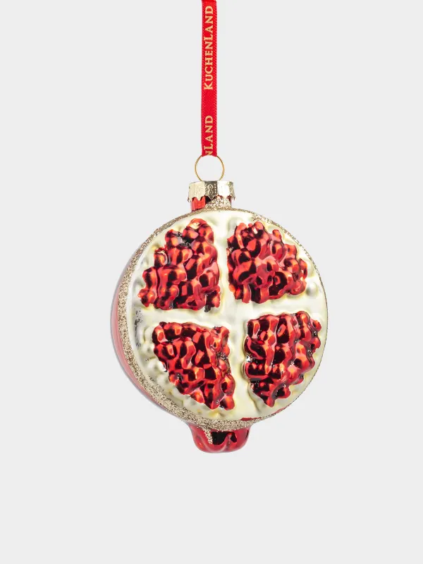 Игрушка елочная, 7 см, стекло, с блестками, красная, Гранат, Fruits, image-0