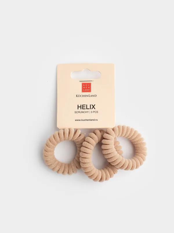 Резинка для волос, 4 см, 3 шт, полиэстер/ТПУ, бежевая, Спираль, Helix, image-2