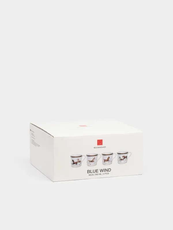 Шыныаяқ. 300 мл, 4 дана, фарфор F, ақ, жылқы, Blue wind, image-11