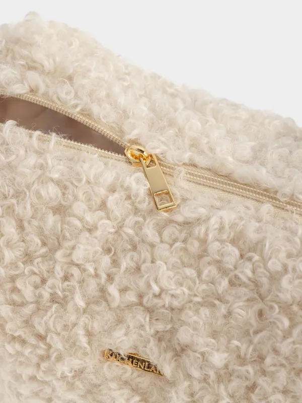 Косметикалық сөмке, 26х19 см, жасанды үлбір, сүт түстес, Curled, image-3