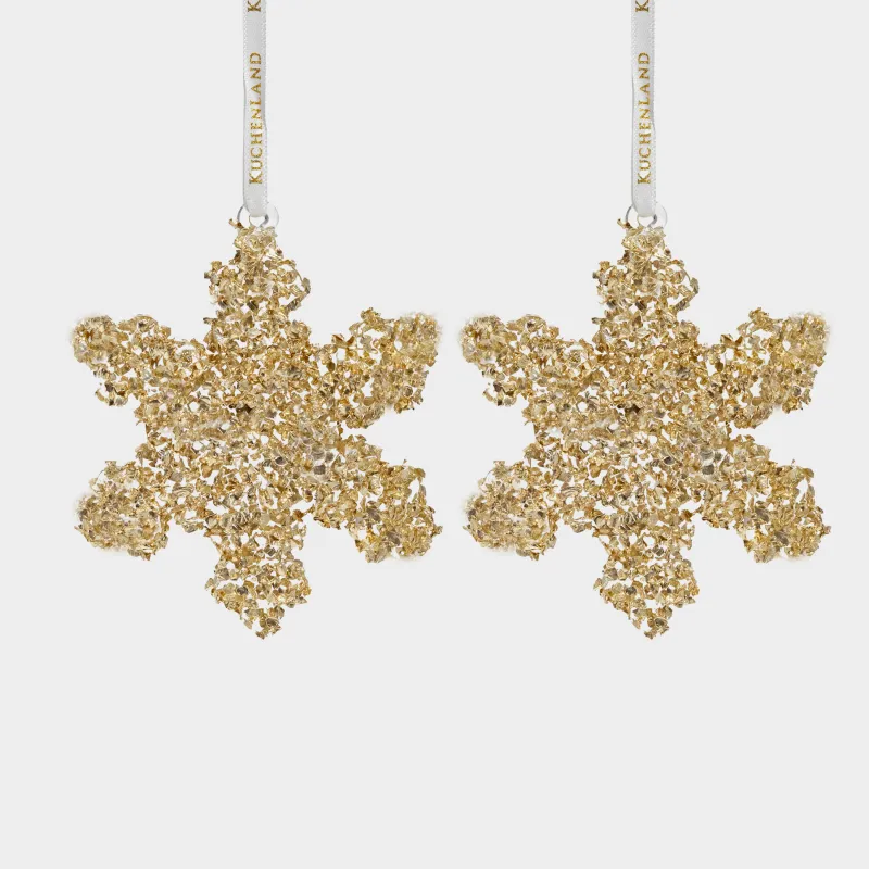 Шырша ойыншығы, 8 см, 2 дана, шыны, жылтырақтары бар, алтын, Қар ұшқыны, Figure sparkle