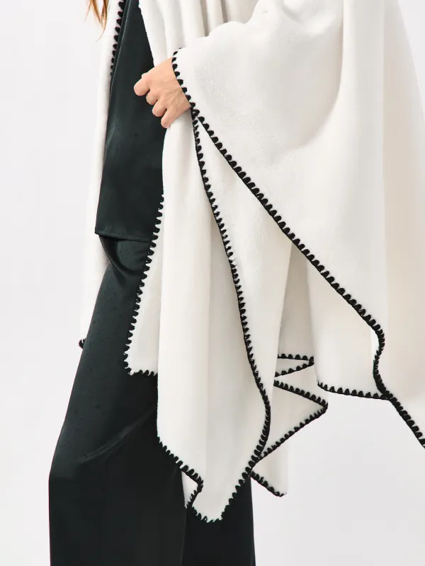 Пончо, 75х140 см, жүн, құм сұр, Абстракция, Fleece poncho, image-2