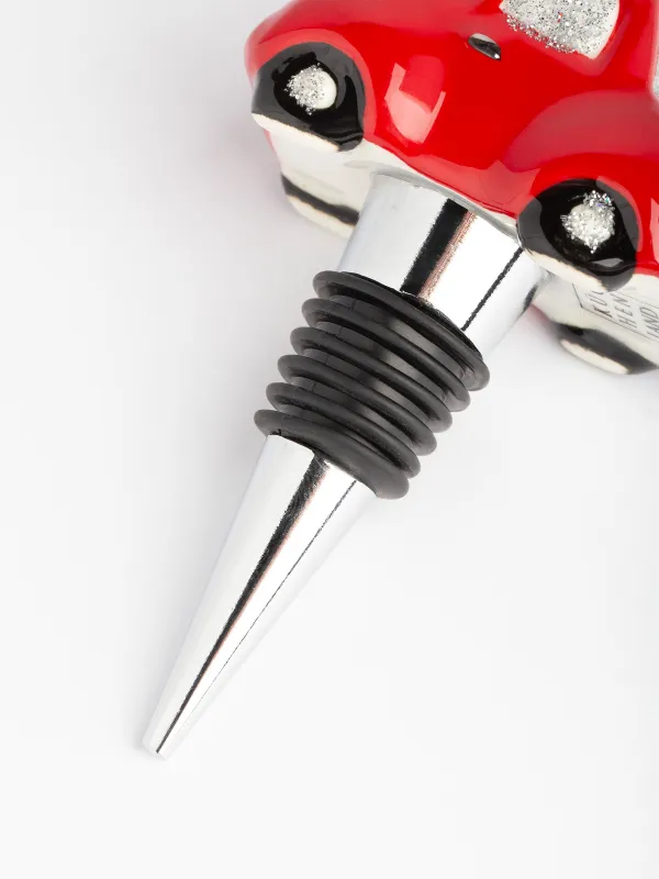 Пробка для винной бутылки, 10 см, металл/фарфор P, Красная машинка, Red car, image-3