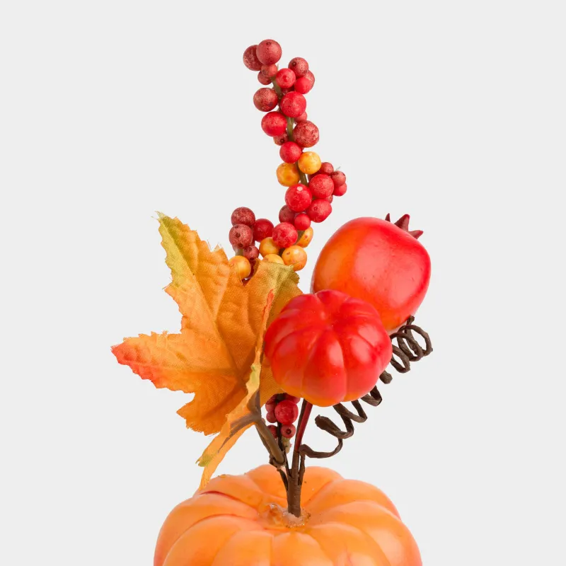 Композиция декоративная, 15 см, пенопласт, Кленовые листья в оранжевой тыкве, Forest symphony decor, image-1