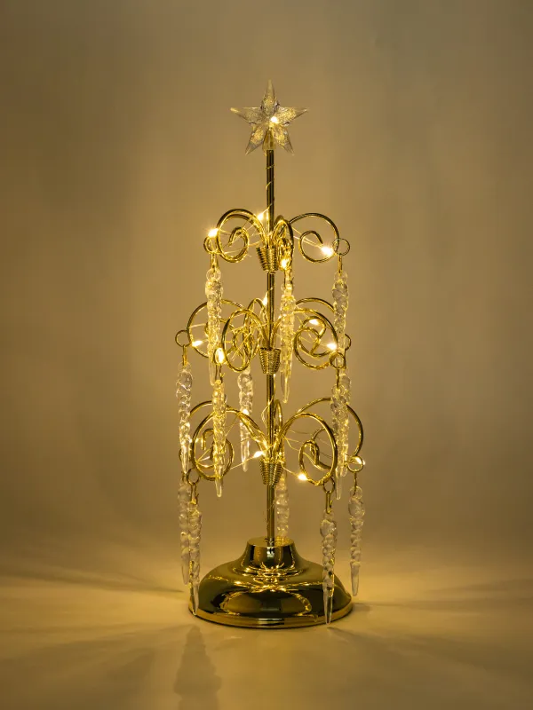 Мүсінше, жарықтандырылған, 29 см, салпыншақтары бар, металл/акрил, күміс, Шырша, Silver style, image-4