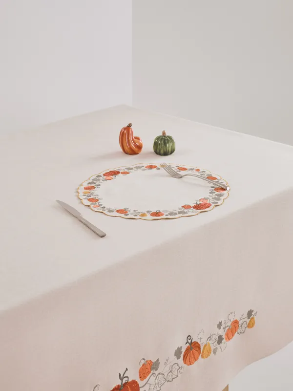 Салфетка под приборы, 38 см, полиэстер, круглая, бежевая, Тыквы, Colorful gourds, image-4