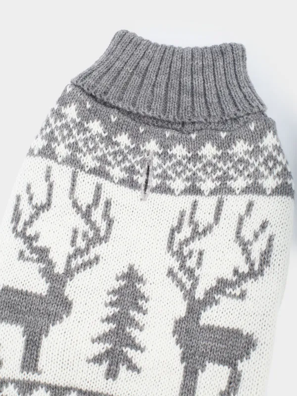 Жануарлар свитері, 38 см, өлшемі M, акрил, сұр-ақ, Бұғы, Fashion pet, image-2