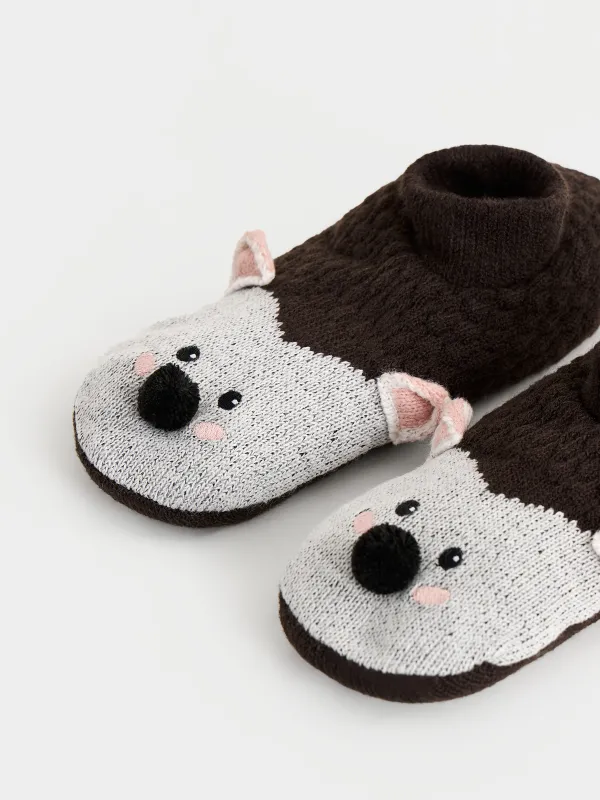 Әйелдер шұлықтары, үйге арналған, өлшемі 36-38, акрил/шерпа, қоңыр, Кірпі, Funny warm, image-1