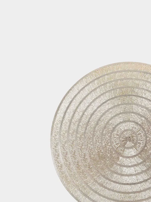 Салфетка под приборы, 38 см, ПВХ, круглая, золотистая, Кольца, Azhur, image-1