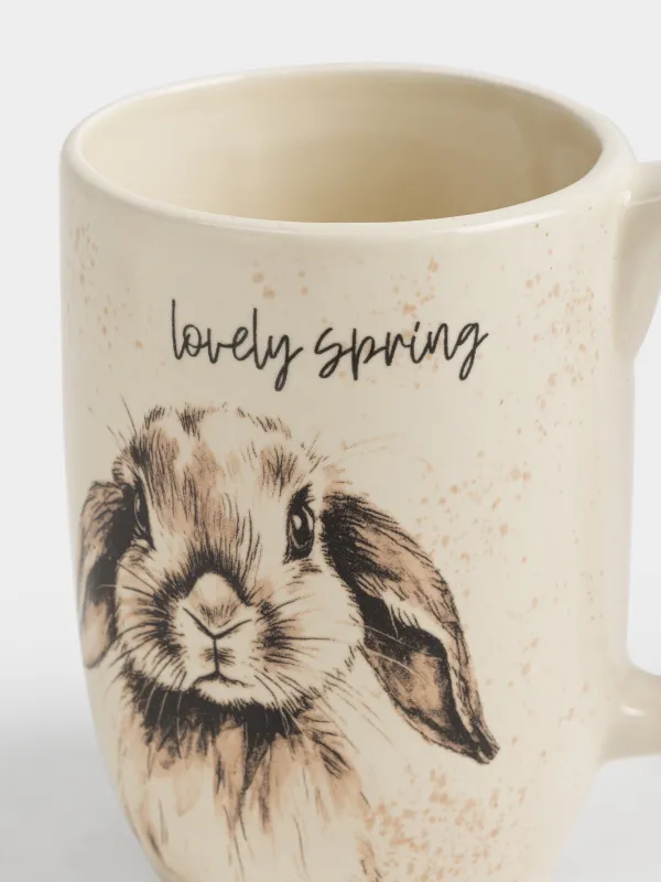 Саптыаяқ, 550 мл, керамика, сүт түстес, дақты, Қоян, Easter, image-3