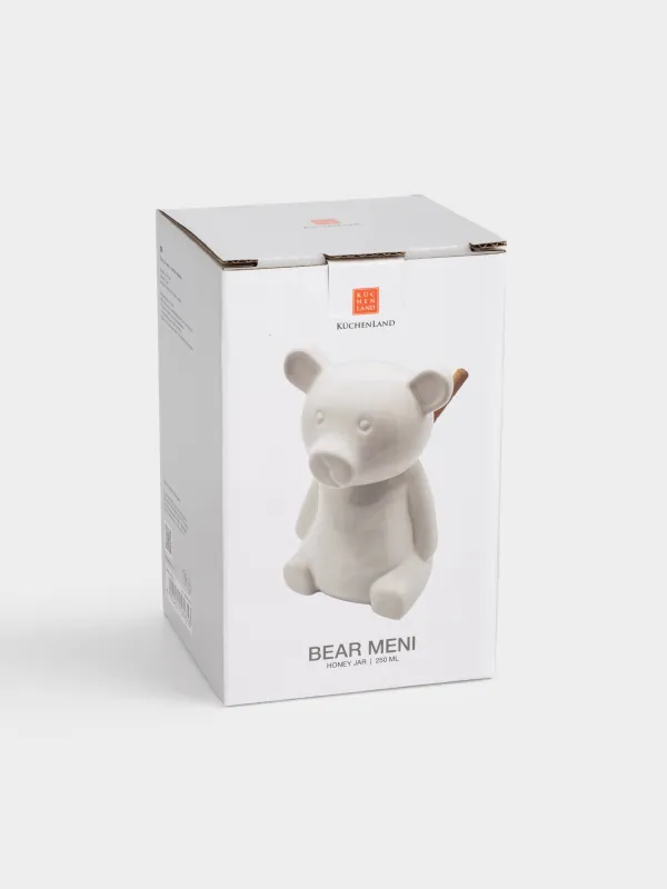 Банка для меда, 250 мл, с ложкой, фарфор P/бамбук, Медведь, Bear Meni, image-4