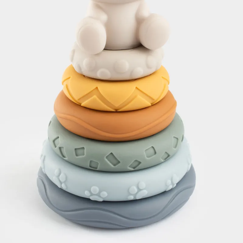 Дамытушы ойыншық, 19 см, 7 зат, ПВХ, түрлі-түсті, Қоян пирамидасы, Kiddy, image-4