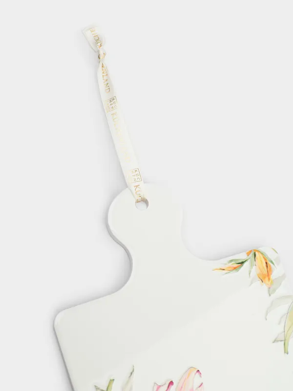 Ыстыққа арналған тұғыр, 17х24 см, тұтқасы бар, керамика/тығын, ақ, Гүлдер, Night flower, image-2