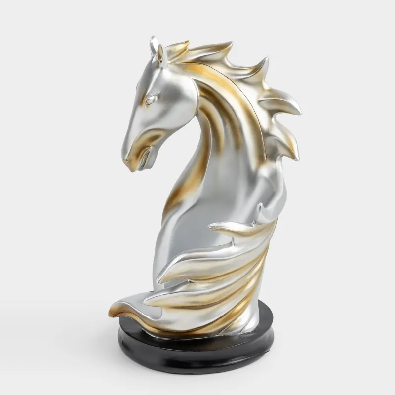 Бөтелке тұғыры, 14х25 см, полирезин, алтын-қара, Жылқы, Horse color